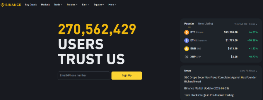 Binance - Best for Non-US Investors Binance - Best for Non-US Investors
